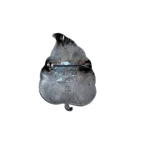 Vintage Siam Sterling Silver Brooch, Thailand Blue Enamel Pendant Brooch - Picture 5 of 6